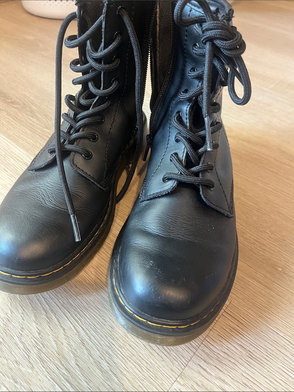 Dr. martins Black Leather Lace-Up Combat Boots - women’s size 6
